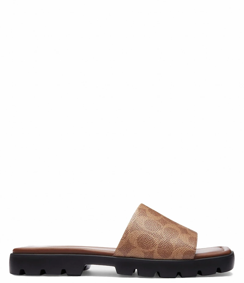 COACH Florence Signature Logo Coated Canvas Slide Sandals