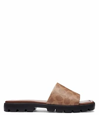 COACH Florence Signature Logo Coated Canvas Slide Sandals