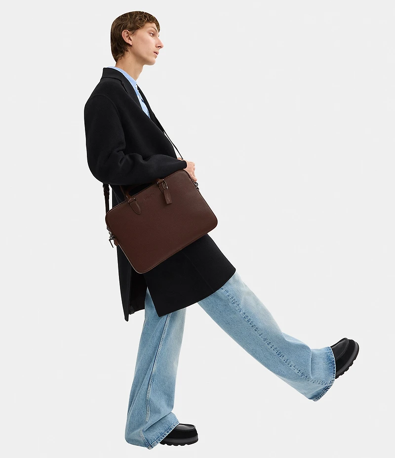 COACH Gotham Pebble Leather Slim Briefcase