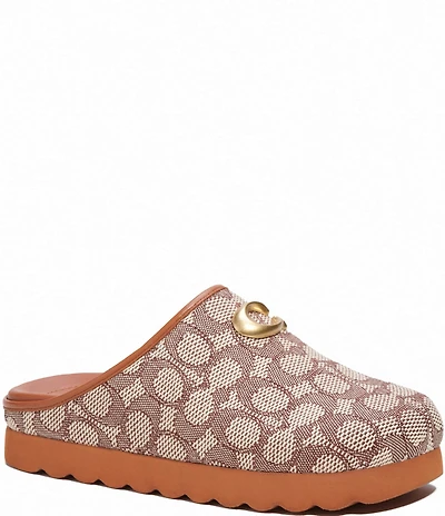 COACH Hadley Signature Logo Print Jacquard Clogs