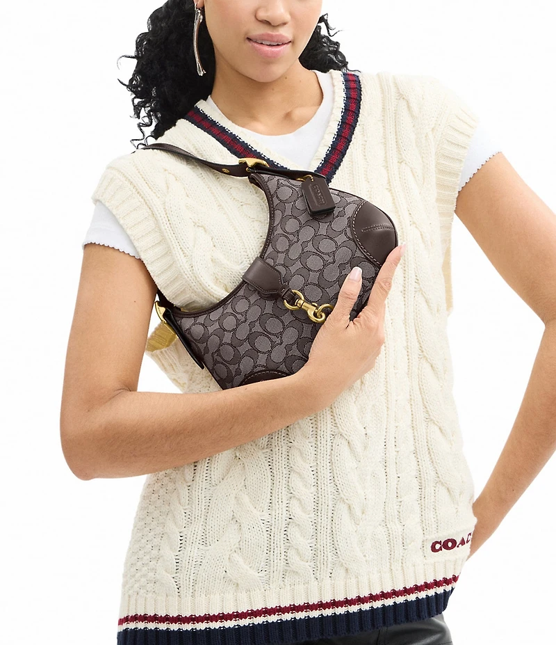 COACH Hampton Hobo Signature Jacquard Adjustable Shoulder Handle Bag