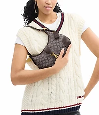 COACH Hampton Hobo Signature Jacquard Adjustable Shoulder Handle Bag