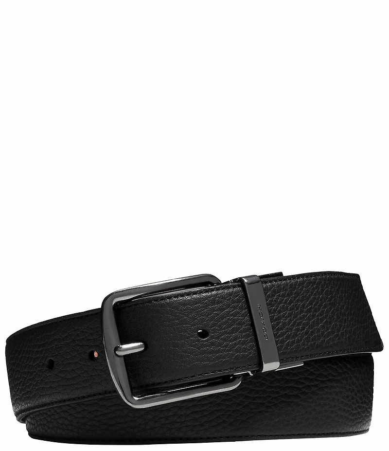 Coach Harness Buckle Reversible Pepper Leather Belt