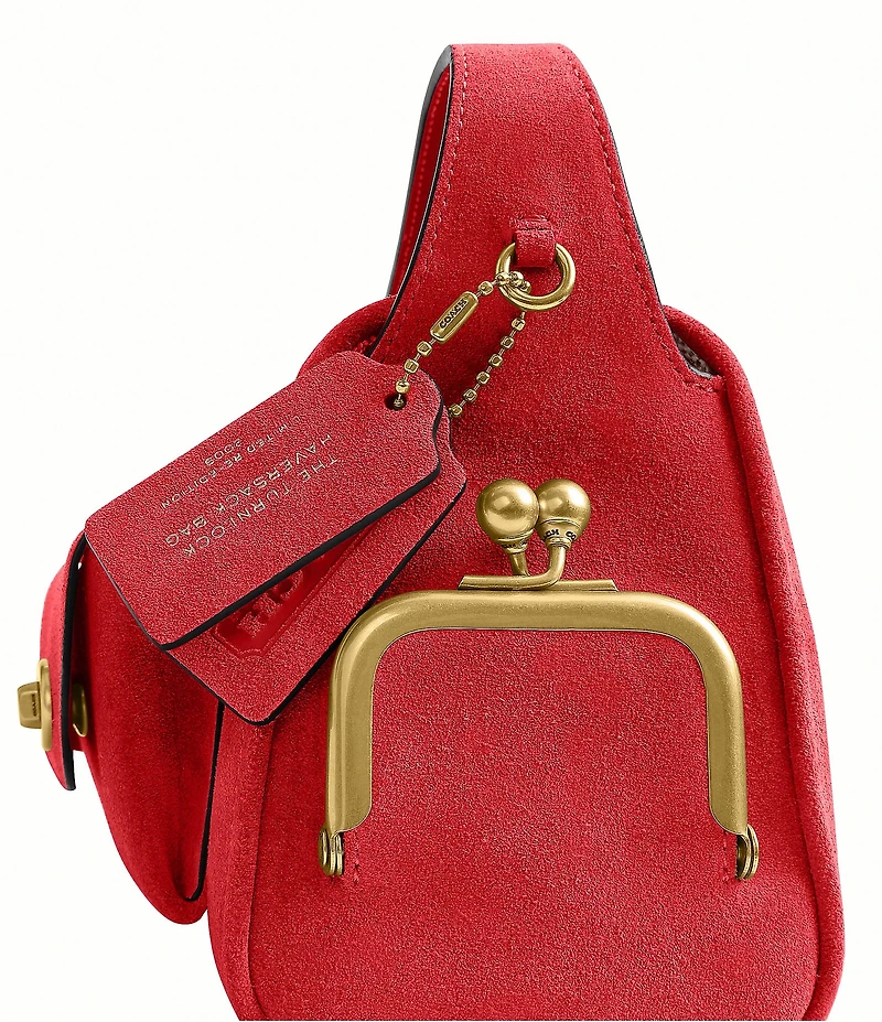 COACH Haversack 27 Suede Turnlock & Kisslock Pocket Shoulder Bag