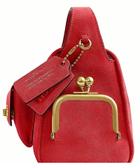 COACH Haversack 27 Suede Turnlock & Kisslock Pocket Shoulder Bag