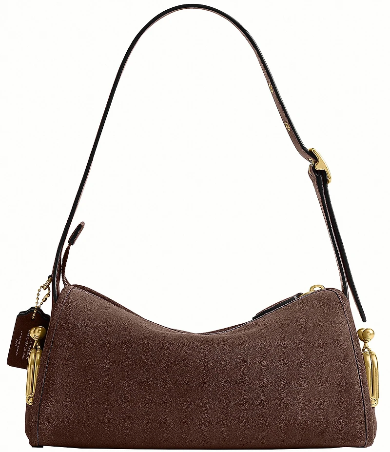COACH Haversack 27 Suede Turnlock & Kisslock Pocket Shoulder Bag