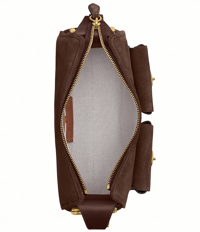 COACH Haversack 27 Suede Turnlock & Kisslock Pocket Shoulder Bag