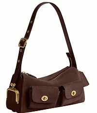 COACH Haversack 27 Suede Turnlock & Kisslock Pocket Shoulder Bag