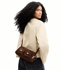 COACH Haversack 27 Suede Turnlock & Kisslock Pocket Shoulder Bag