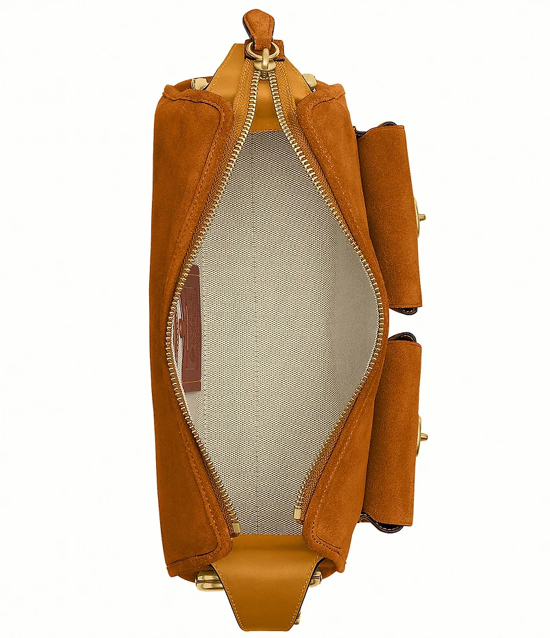 COACH Haversack 27 Suede Turnlock & Kisslock Pocket Shoulder Bag