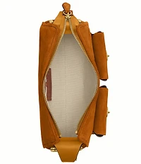 COACH Haversack 27 Suede Turnlock & Kisslock Pocket Shoulder Bag