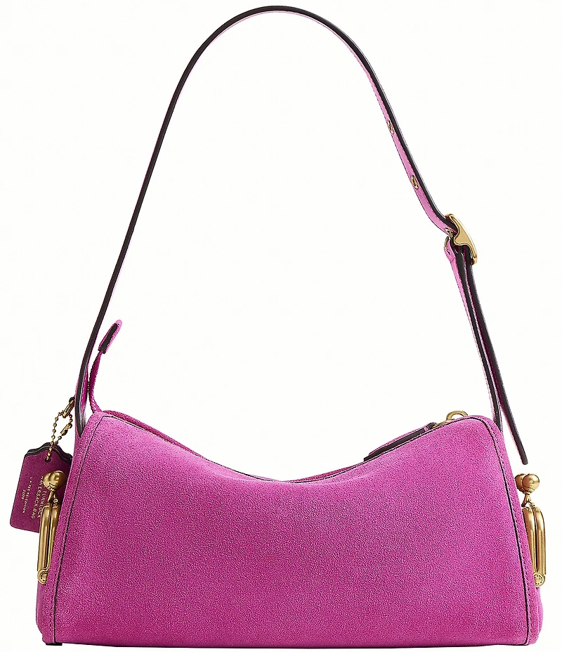 COACH Haversack 27 Suede Turnlock & Kisslock Pocket Shoulder Bag