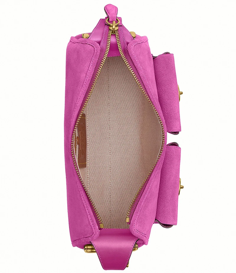 COACH Haversack 27 Suede Turnlock & Kisslock Pocket Shoulder Bag