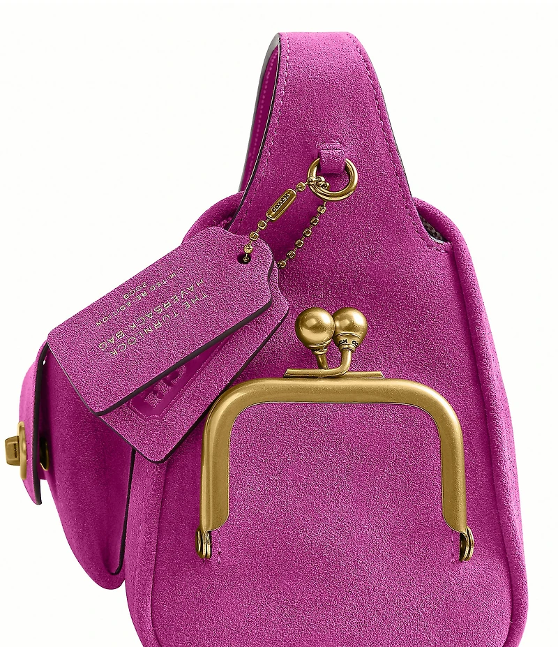 COACH Haversack 27 Suede Turnlock & Kisslock Pocket Shoulder Bag