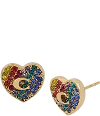 COACH Heart Rainbow Crystal Stud Earrings