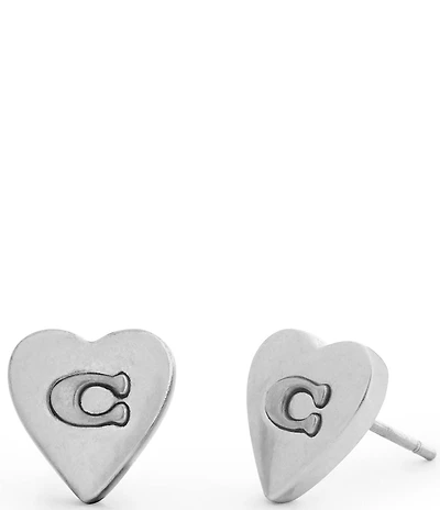 COACH Heritage Signature Heart Stud Earrings