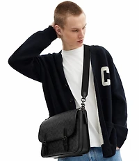 COACH Hitch Signature Coated Canvas Messenger Bag