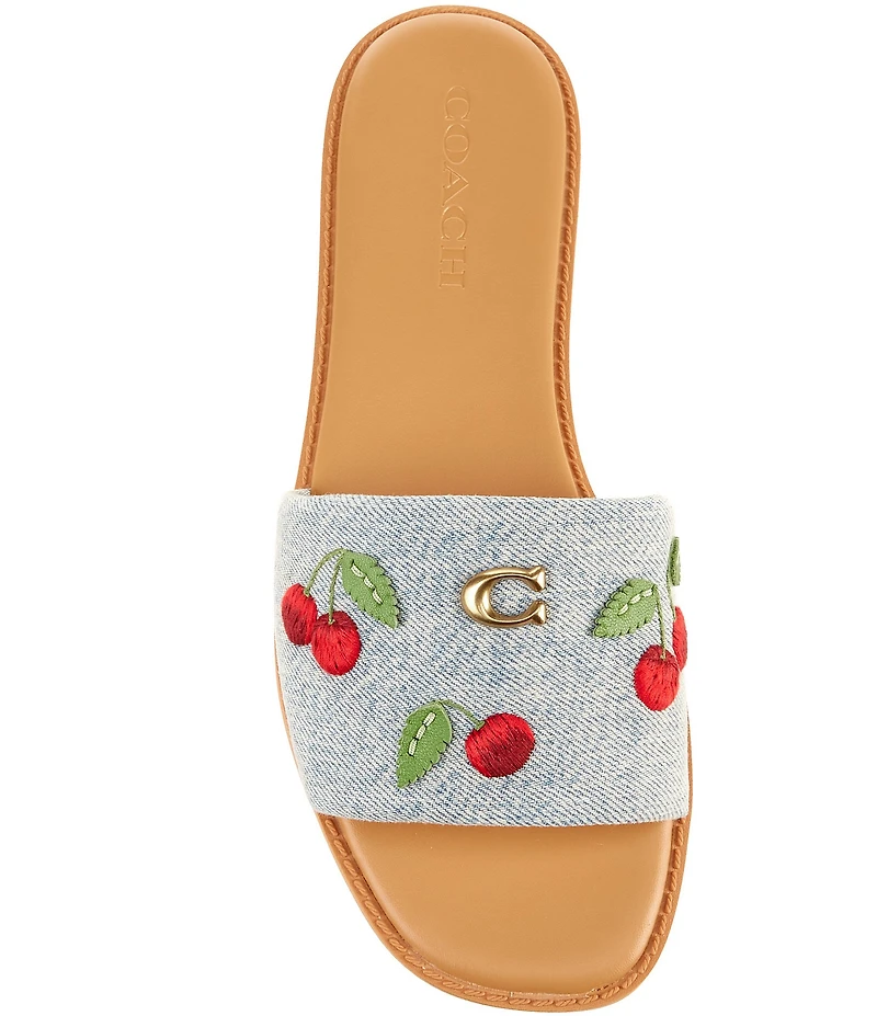 COACH Holly Cherry Signature Logo Slide Sandals