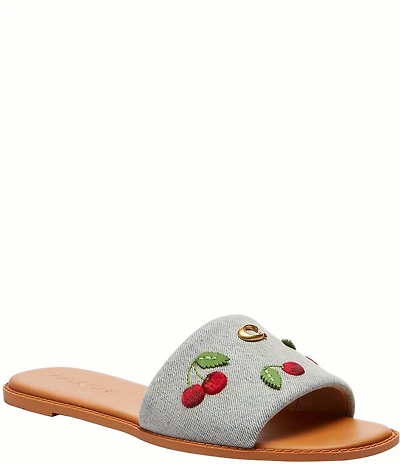COACH Holly Cherry Signature Logo Slide Sandals