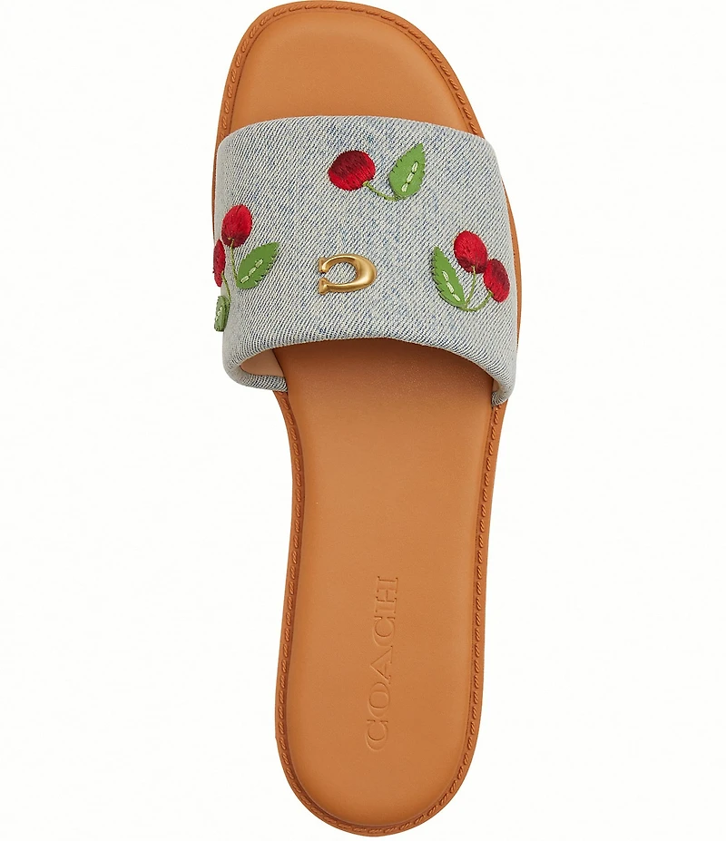 COACH Holly Cherry Signature Logo Slide Sandals