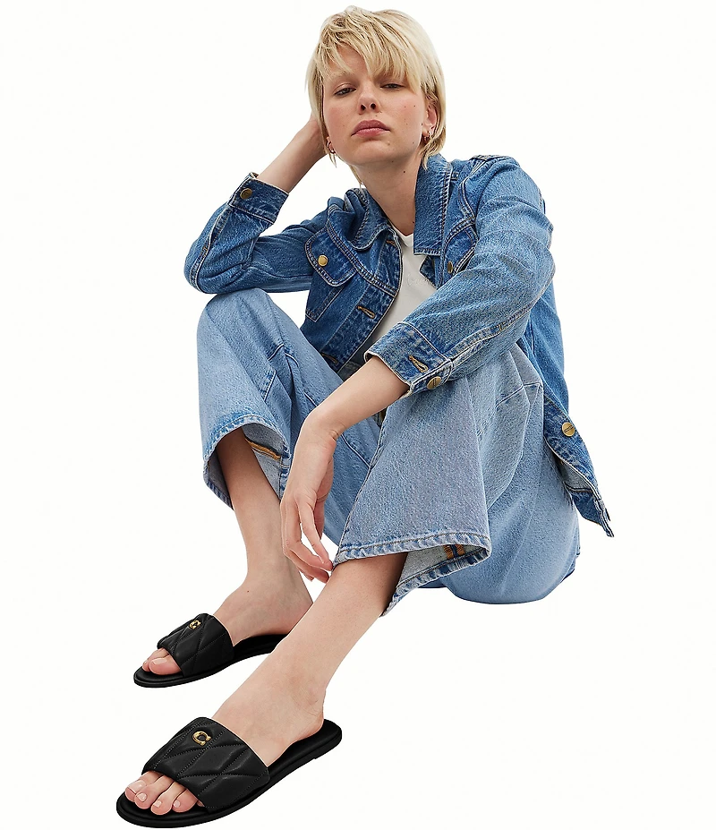 COACH Holly Quilted Leather Slide Sandals