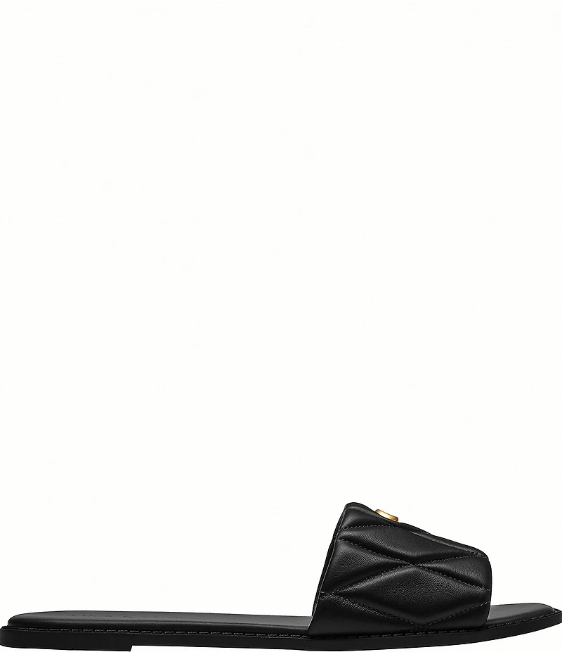 COACH Holly Quilted Leather Oblique Toe Slide Sandals