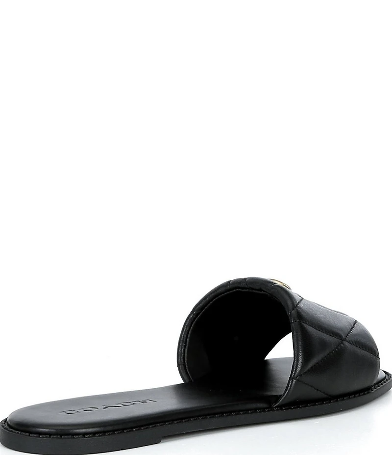 COACH Holly Quilted Leather Oblique Toe Slide Sandals
