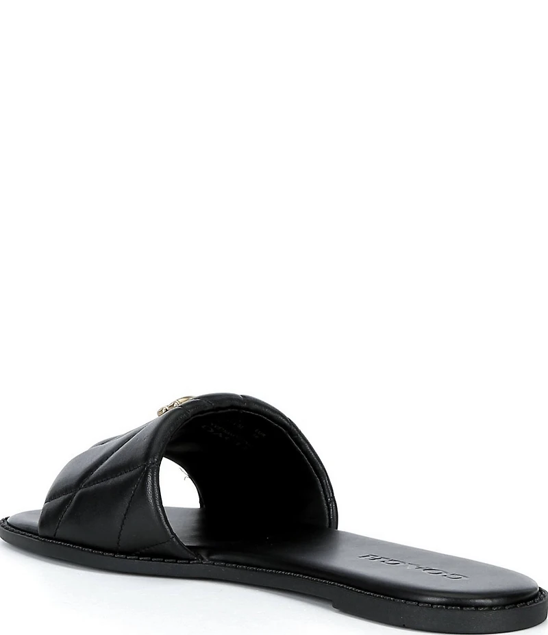 COACH Holly Quilted Leather Oblique Toe Slide Sandals