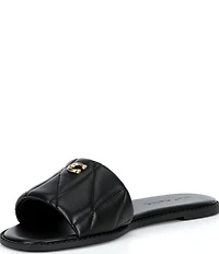 COACH Holly Quilted Leather Oblique Toe Slide Sandals