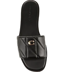 COACH Holly Quilted Leather Oblique Toe Slide Sandals
