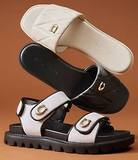 COACH Holly Quilted Leather Oblique Toe Slide Sandals