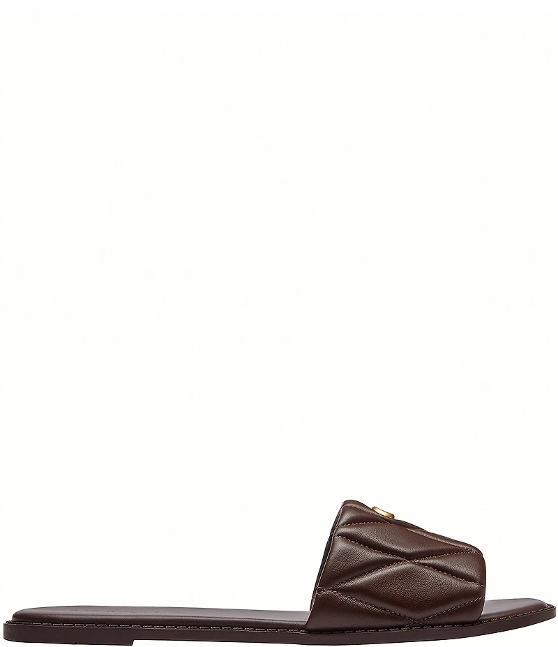 COACH Holly Quilted Leather Oblique Toe Slide Sandals