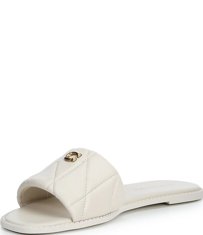 COACH Holly Quilted Leather Oblique Toe Slide Sandals