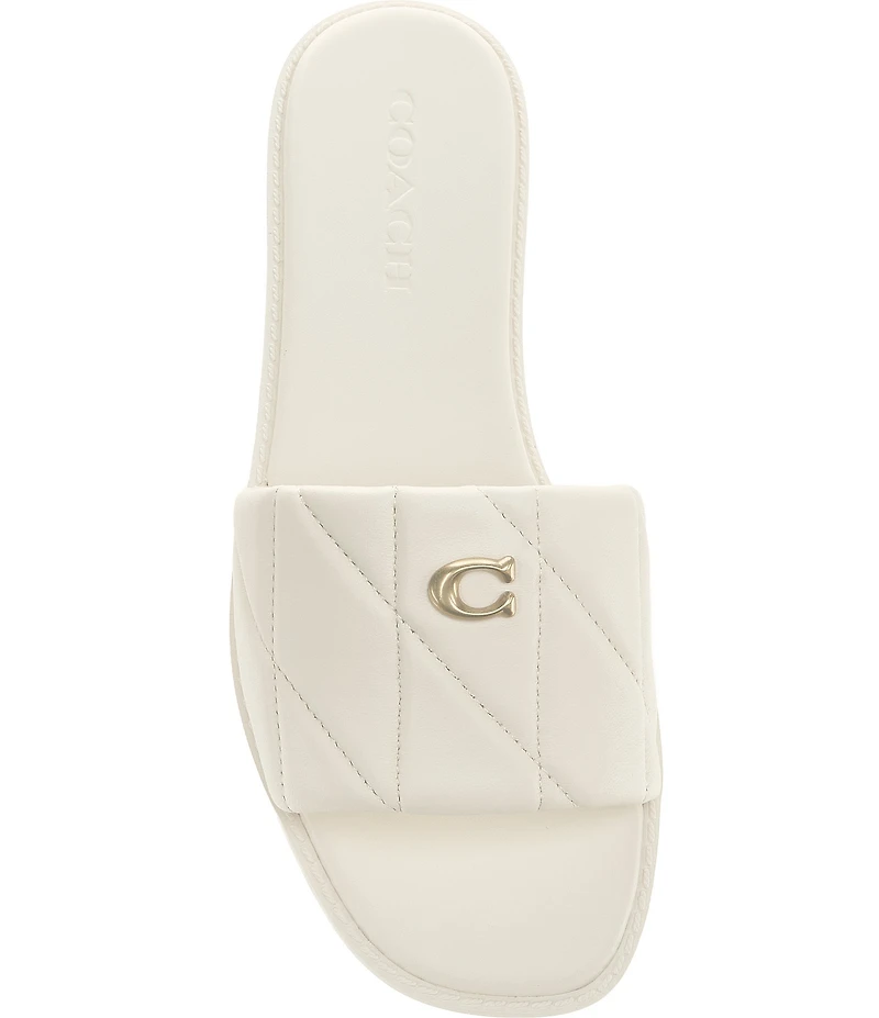 COACH Holly Quilted Leather Oblique Toe Slide Sandals