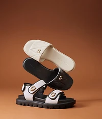 COACH Holly Quilted Leather Oblique Toe Slide Sandals