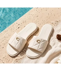COACH Holly Quilted Leather Oblique Toe Slide Sandals