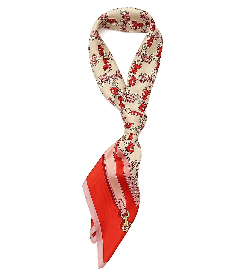 COACH Horse and Carriage Straps Print Silk Square Scarf