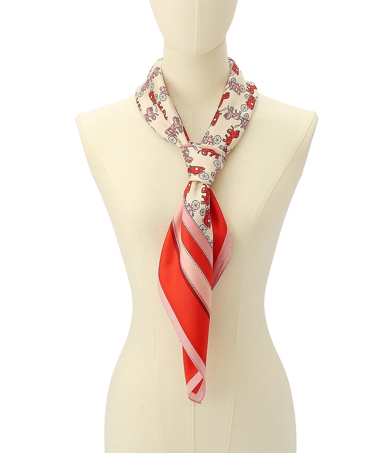 COACH Horse and Carriage Straps Print Silk Square Scarf