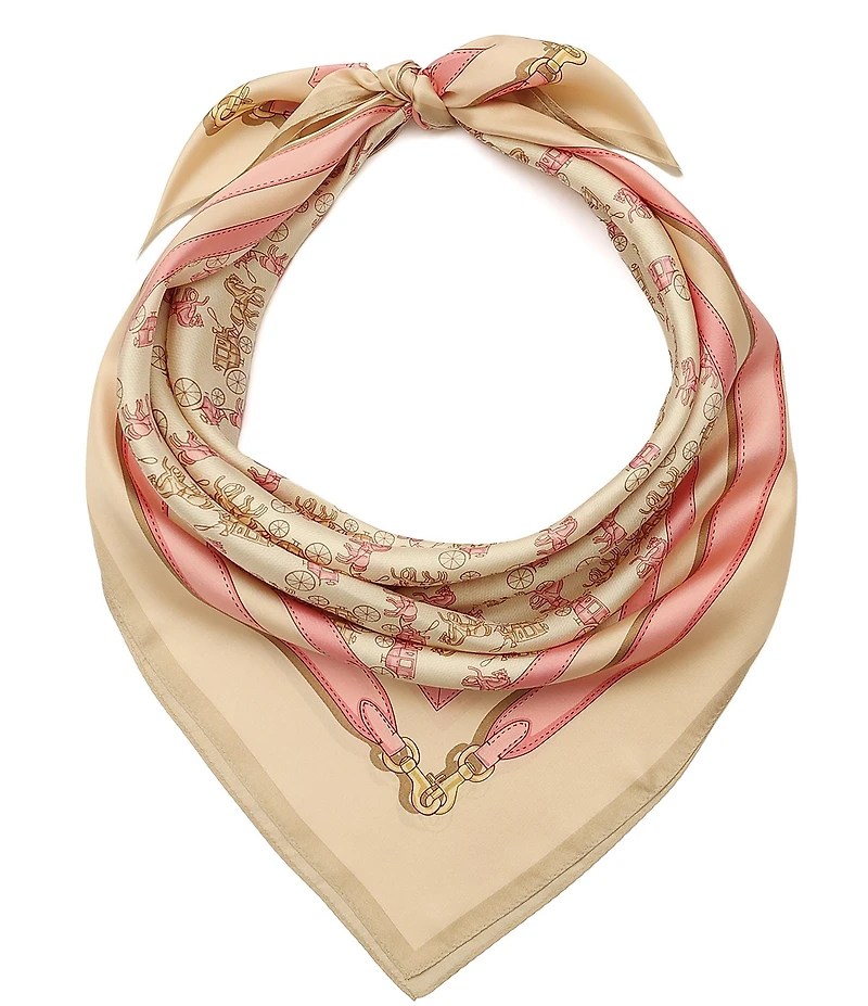 COACH Horse and Carriage Straps Print Silk Square Scarf