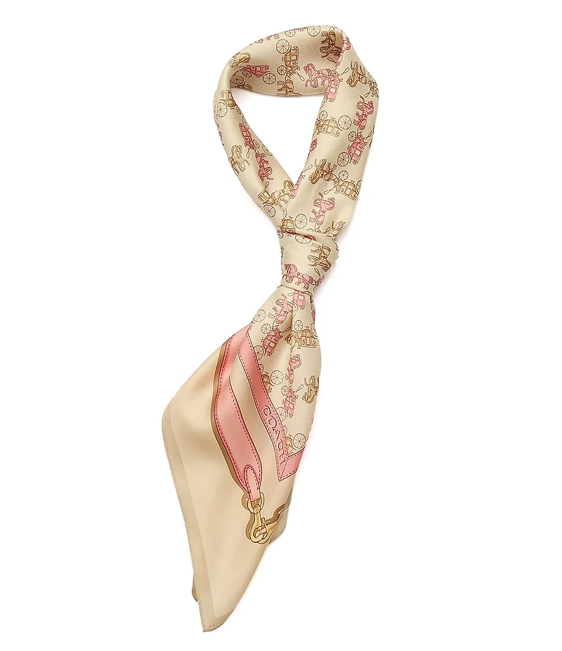 COACH Horse and Carriage Straps Print Silk Square Scarf
