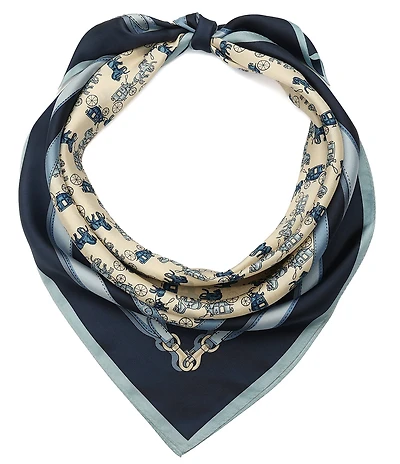 COACH Horse and Carriage Straps Print Silk Square Scarf