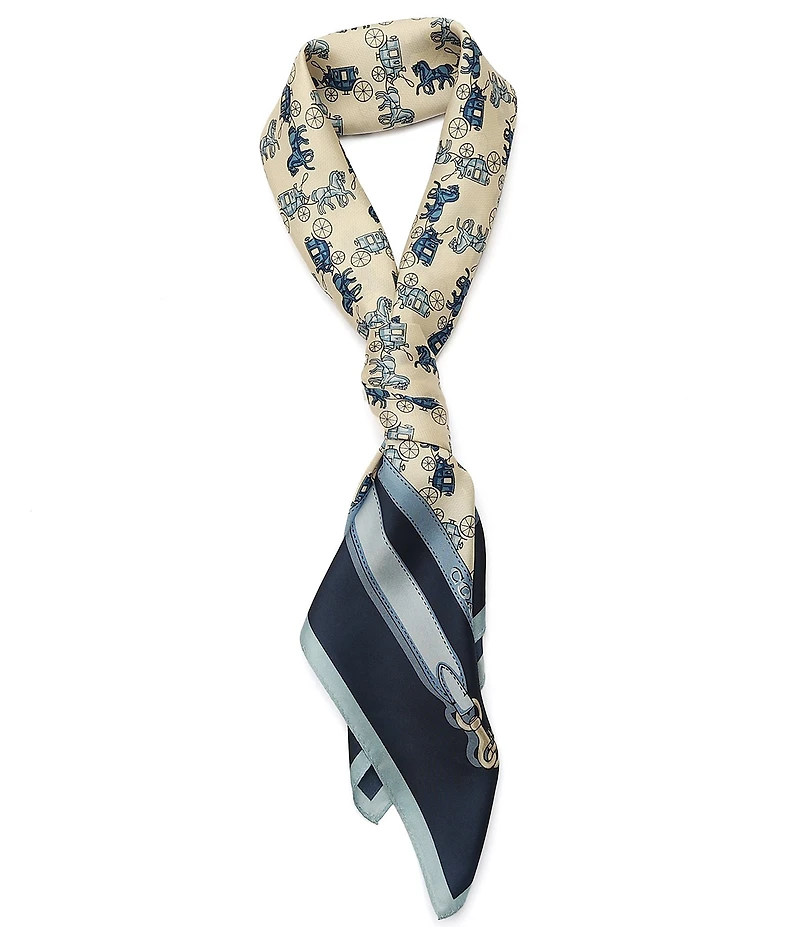 COACH Horse and Carriage Straps Print Silk Square Scarf