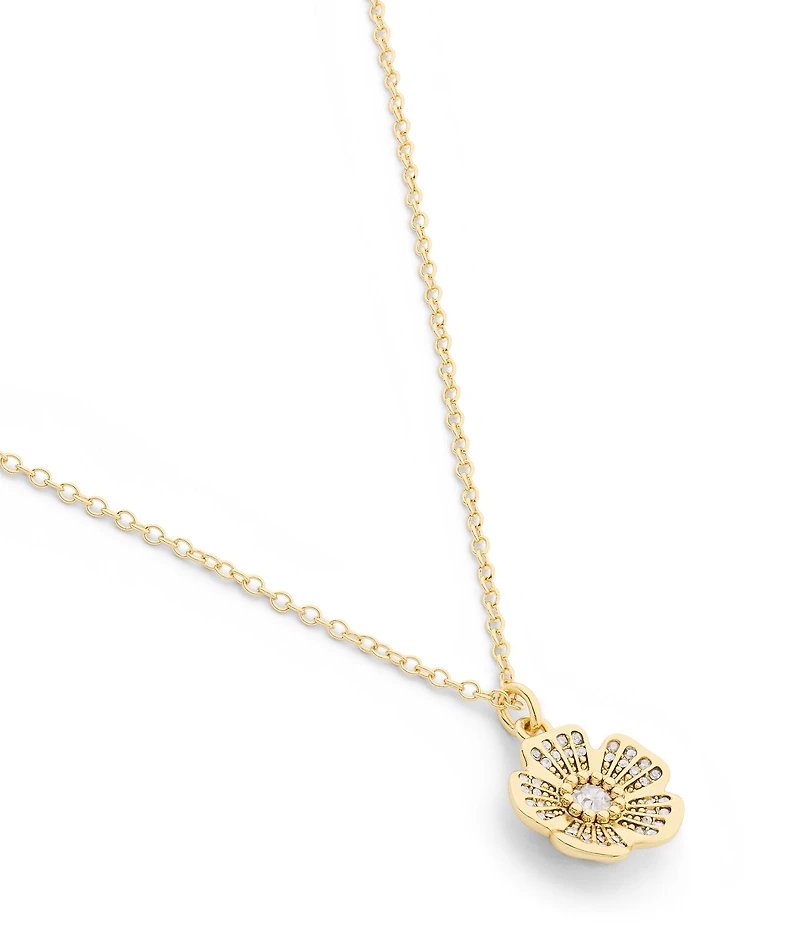 COACH Iconic Charms Pav Tea Rose Short Pendant Necklace