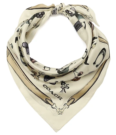 COACH Iconic Motifs Print Silk Square Scarf