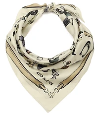 COACH Iconic Motifs Print Silk Square Scarf