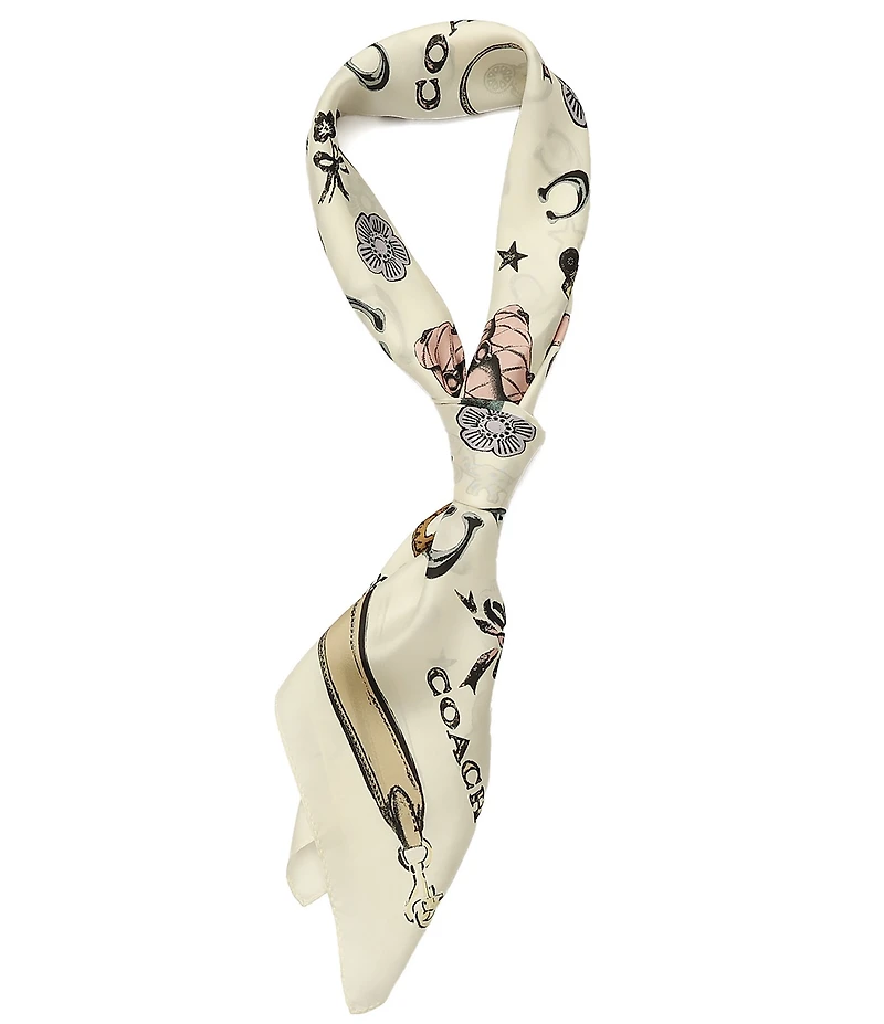 COACH Iconic Motifs Print Silk Square Scarf