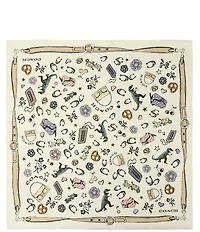 COACH Iconic Motifs Print Silk Square Scarf