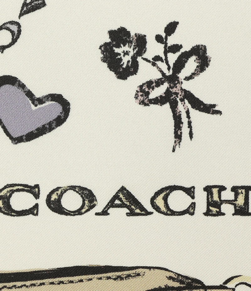 COACH Iconic Motifs Print Silk Square Scarf