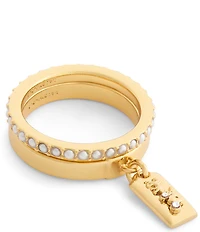 COACH Iconic Pearl Horse & Carriage Charm Duo Ring Set