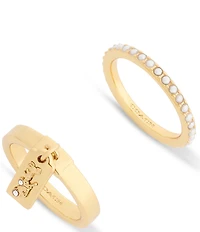 COACH Iconic Pearl Horse & Carriage Charm Duo Ring Set
